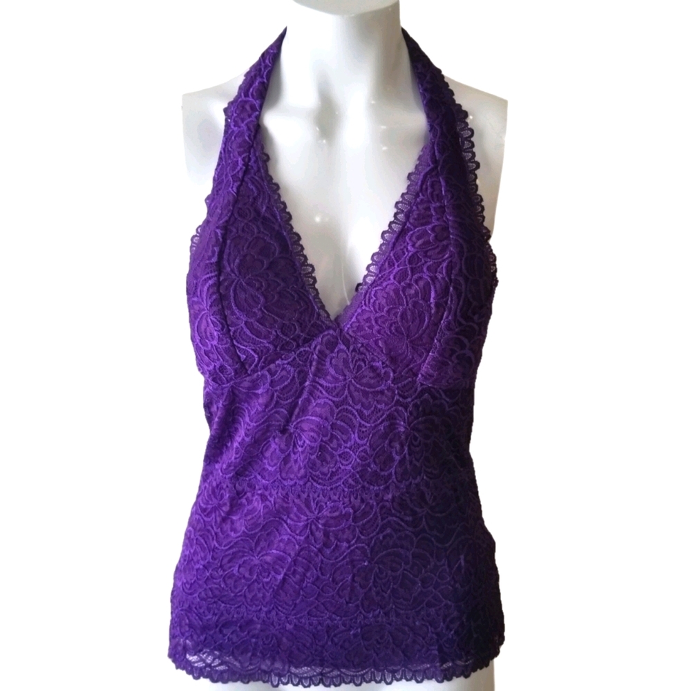 Le Chateau purple lace halter top